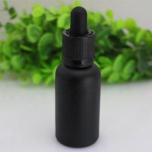 Groothandel 30 ml Frosted Black Eye Dropper Flessen voor Essential Oils Serum Glass met kindbestendig Tamper Evident Cap
