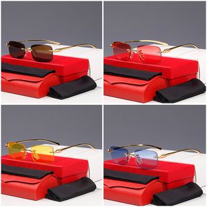 Mens Tide Mirror Frame Glasses for Women Signature Solglasögon Cheetah Classic Rectangle Metal Series Vivid and Smart B Sun