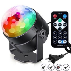 Mini RGB LED Crystal Magic Ball Stage Effect Light Lamp Bulb Party Disco med fjärrkontroll för Christmas Party Club Projector