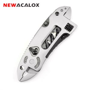 NEWACALOX Multifuntion Pliers Survival Multi Hand Tools Mini Set di cacciaviti Chiave regolabile Jaw Spanner Pocket Knife Repair Y200321