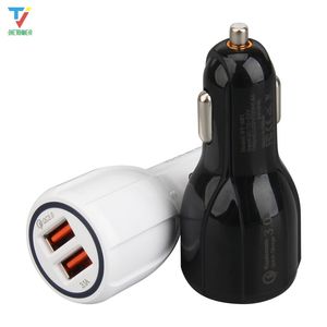 Автомобильное зарядное устройство QC3.0 Быстрая заряд для iPhone X XR XS MAX Tablet Fast Charger 2USB Автомобильный Телефонный адаптер для iPhone x 6 6s 7 8plus 30 шт.