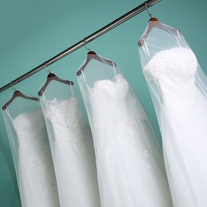 家庭用服ウェディングドレス衣服ブライダルガウンプロテクターメッシュヤーン用の長い透明なソフトチュールダストカバー