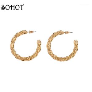 Hoop Huggie So Punk Twisted Style Alloy Women Brincos redondos Classic Gold Silver Color para Lady Party Jewelry Brincos1