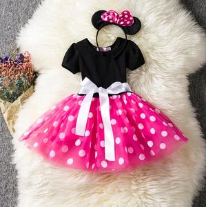 2022 Girls Cosplay Cartoon Costume Kids Summer Short Sleeve Polka Dot Princess Dress Up Children Birthday Party Clothing