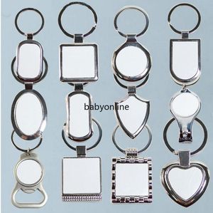 12 Styles Blank keychains For Sublimation Round Love Key Chain Iewelry Thermal Transfer Printing DIY Blank Material Consumables