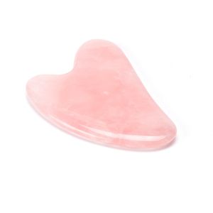 Rose Quartz Jade Guasha Board Natural Stone Scraper الصينية Gua sha أدوات للوجه للوجه الخلفي لضغط الوخز بالإبر