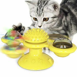 Pet Toys Cat Puzzle Turning Windmill Giradischi Teasing Pet giocattolo divertente Solletico Spazzole per capelli Gioca gioco Forniture LJ200826