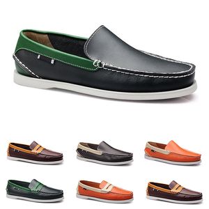 Couro Peas Masculinos Casuais Sapatos Dirigindo Solutos Macios De Couro De Borracha Preto Negócio Marinho Nude Chocolate Mogno Taupe Amarelo Calçado All Match Lazy Sneakers Color23-1