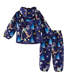 Keaiyouhuo esporte ternos crianças conjuntos de roupas para meninos capa de chuva manga comprida crianças roupas meninas ternos impermeáveis ​​traje 2 a 6 y lj201202