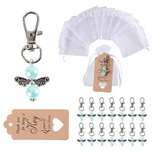 50 Wedding Party Angel Keychain Ring White Blue Key Chain Baby Shower Favors Pendant Gifts Christmas Gifts1