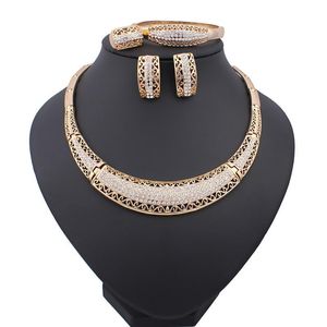 Rose.Estore novas mulheres moda casamento casamento cristal grânulo colar brincos pulseira anel africano bridal conjuntos de joias