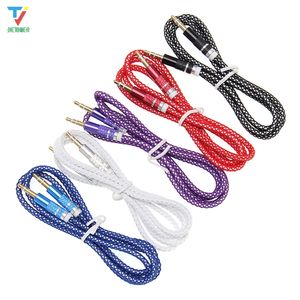 3.5mm Slitstark ljudkabel Nylon Braid Candy Car Aux Cable Headphone Extensionskod för telefon MP3 Car Headset Speaker