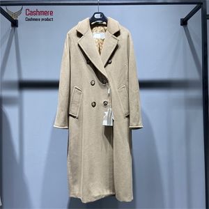 Women winter cashmere long wool high-end classic double-breasted black red coat female 101801 201218