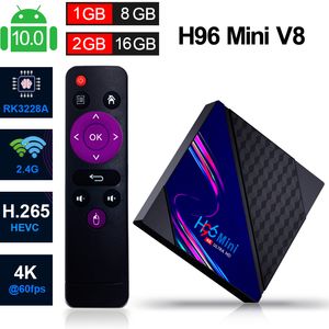 H96 Mini V8 Android Akıllı TV Kutusu RK3228A Dört Çekirdekli Android10.0 TVBOX 2.4G WIFI 4K H.265 Media Player 2 GB 16 GB 1G8G Set üstü Kutuları