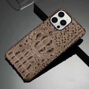 Krokodil äkta läderfodral för iPhone 12 13 mini 12 11 Pro max 6 6s 7 8 Plus x xr xs max 5 5s se fall