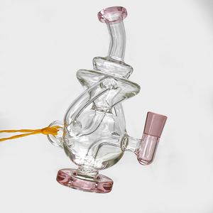 Glas bong rig i hookahs söt rosa rökning rör 6,3 tum längd transparent vatten bubbler rör tjock böjd hals glas bongs perkolator med 10mm manlig gemensam klar skål