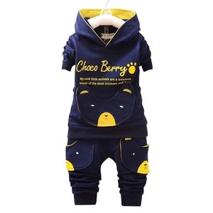 Children Cotton Clothing Sets Kids Hoodies Pants 2Pcs Sets Fashion Baby Boy Girl Cartoon Hooded Suit Toddler Sport Tracksuit 201127