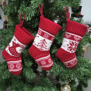 Christmas Stocking Knitted Gift Sock Tree Reindeer Snowflake Xmas Tree Ornament For Christmas Home Decorations JK2011XB