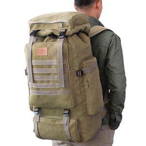 60L 대형 군사 가방 캔버스 배낭 전술 가방 캠핑 하이킹 배낭 육군 Mochila Tactica 여행 Molle 남자 야외 가방 G220308