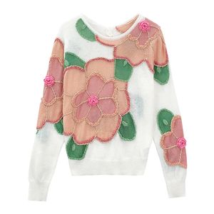 212 L 2022 Runway Höst Varumärke Samma Stil Sweater Långärmad Vit Blå Pullover Crew Neck Top Mode Kläder Högkvalitativ Kvinnor YueCheng