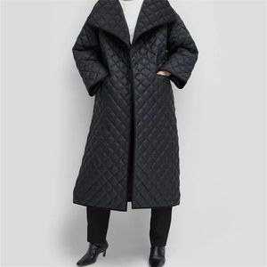 Obrix lungo stile casual streetwear giacca con scollo a V manica lunga sciolto alla caviglia cappotto trapuntato alla moda per le donne 201112