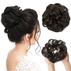 Chignon per capelli disordinato Estensione elastici per capelli 3 pezzi / lotto Chignon di capelli sintetici ricci ondulati disordinati per le donne Parrucchino Updo LS14