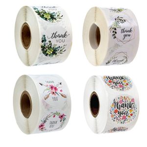 1inch 500pcs Thank You Flower Print Label Stickers DIY Gift Decoration Cake Baking Bag Package Envelope Birthday Party Decor