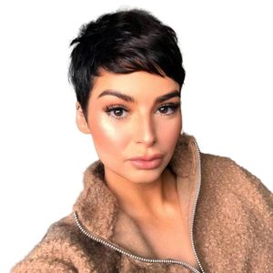 Human Hair Full Machine Made Scalp Top Straight Wig with Bangs Short lace Wigs for Black Women