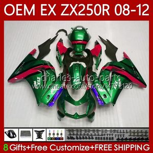 Injeção OEM para Kawasaki Ninja ZX-250R EX250 ZX250 R Ex ZX 250R 2008-2012 Green Red Body 81No.227 EX-250 ZX250R 08 09 10 11 12 EX250R 2008 2009 2010 2012 2012