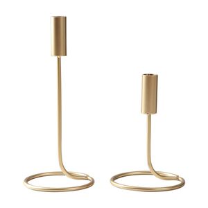 Modern Metal Taper Candle Holder Gold Black smidesjärn ljusstakehållare med en cirkelbas bröllopsbord mittpieces