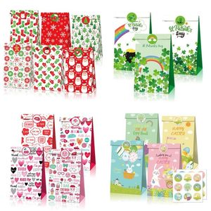 Sacchetti di imballaggio in carta Kraft con etichette Adesivi sigillanti Sacchetti per confezioni regalo di San Valentino Bomboniere per feste di matrimonio