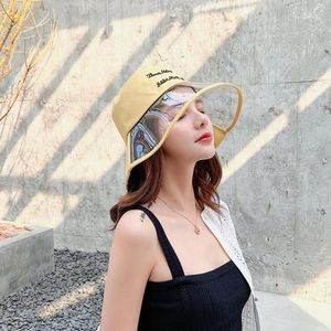 ワイドブリム帽子2021文字ファッション帽子夏のビーチ旅行プラスチックバケツ紫外線保護太陽の女性H31