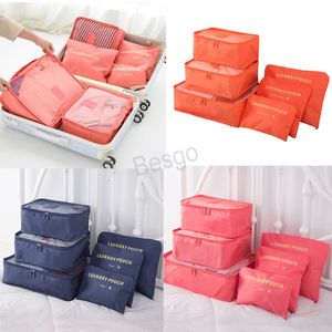 Travel Clothing Storage Bags 6pcs/Set Travels Cosmetic Waterproof Tidy Bag Home Apparel Sundries Tidy Dust-proof Zipper Sack BH5719 WLY