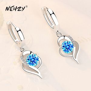 Dangle Chandelie 925 Earring Sterling Silver New Woman Fashion Jewelry High Quality Blue Pink White Purple Crystal Zircon Hot Selling girlfriend gift