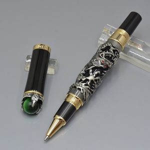 Nuova penna JINHAO di lusso Argento di alta qualità Rilievi del drago dorato Penna roller materiale scolastico per ufficio Penna con opzione di scrittura liscia di alta qualità