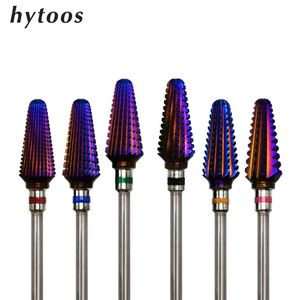 HYTOOS Purple Carbide Nail Drill Bits 3/32" Tornado Carbide Bit Milling Cutters For Manicure Pedicure Nails Accessories Tools 220209