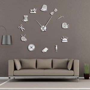 Duvar Saati Ayna Dikiş Makinesi Modern Kuvars Horloge Retro Wathces Relogio De Parede Terzi DIY Çıkarılabilir 3D Akrilik Zaman 201118