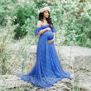 임신 한 여성 의류에 대한 우아한 레이스 출산 드레스 사진 긴 맥시 드레스 사진 촬영을위한 임신 드레스 LJ201123