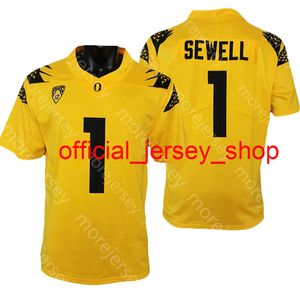 NCAA College Oregon Ducks Fotboll Jersey Noah Sewell Yellow Size S-3XL All Stitched Broderi