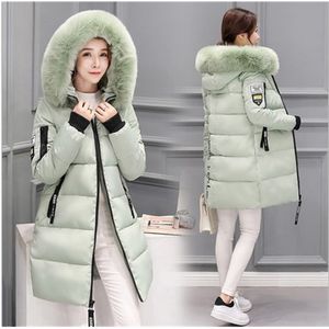 Ny mode kvinnor jacka med päls krage varm hooded kvinnlig kvinna vinter coat långa parka outwear camperas 201210