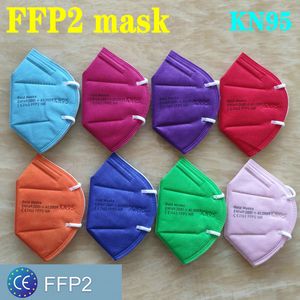 KN95 FFP2 Maschera CE 10 colori Designer Maschera per il viso filtro respiratore Anti-nebbia Foschia e influenza antipolvere Riutilizzabile 5 strati protettivi