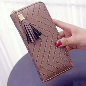 Hot Sale Long Wallet Women Purses Tassel Fashion Coin Purse Card Holder Wallets Female High Quality Clutch Money Bag Pu Leather Wallets