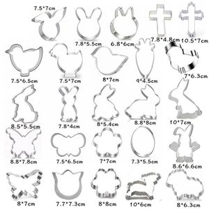 Cute Easter Element Cookie Mold Cutter Rabbit Chick Bunny Kształt Pieczenia Formy Ze Stali Nierdzewnej Zwierzęta Ciasto Mold Bakware Fy4450