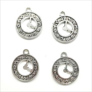 Partihandel Lot 50st Klocka Antik Silver Charms Pendants Smycken gör armband Halsband Örhängen 19 * 22mm DH0852