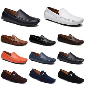 Wholesale soft soles shoes for sale - Group buy fashion leather doudou men casual driving shoes Breathable soft sole Lights Tan black navy white blue silver yellow grey footwear all match lazy cross border