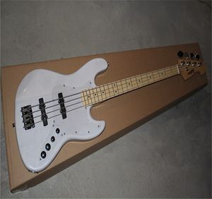 Tienda personalizada de alta calidad Blanco 4 cuerdas Sistema de sintonización Jazz Electric Bass Guitarra