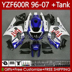 Karosseri för Yamaha YZF600R Thundercat YZF-600R YZF600 R CC 600R 86NO.24 YZF600-R 1996 1997 1998 1999 2000 2001 600CC 2002 2003 2004 2005 2006 2007 Fairing Blue White