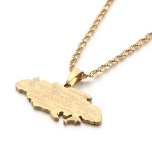 Jamaica Map Pendant Necklaces Gold Silver Color Jewelry Jamaican Souvenir Gifts