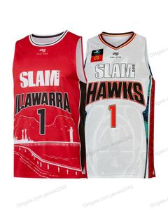 Bola Lamelo Ball personalizada nº 1 SLAM Jersey de basquete costurou vermelho branco qualquer tamanho 2xs-5xl Nome ou número de frete grátis