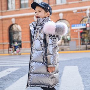 -30 Russian Winter Snowsuit 2020 meninas roupas para baixo jaqueta à prova d 'água à prova d' água casaco com capuz meninos crianças parka real roupas de pele lj201125